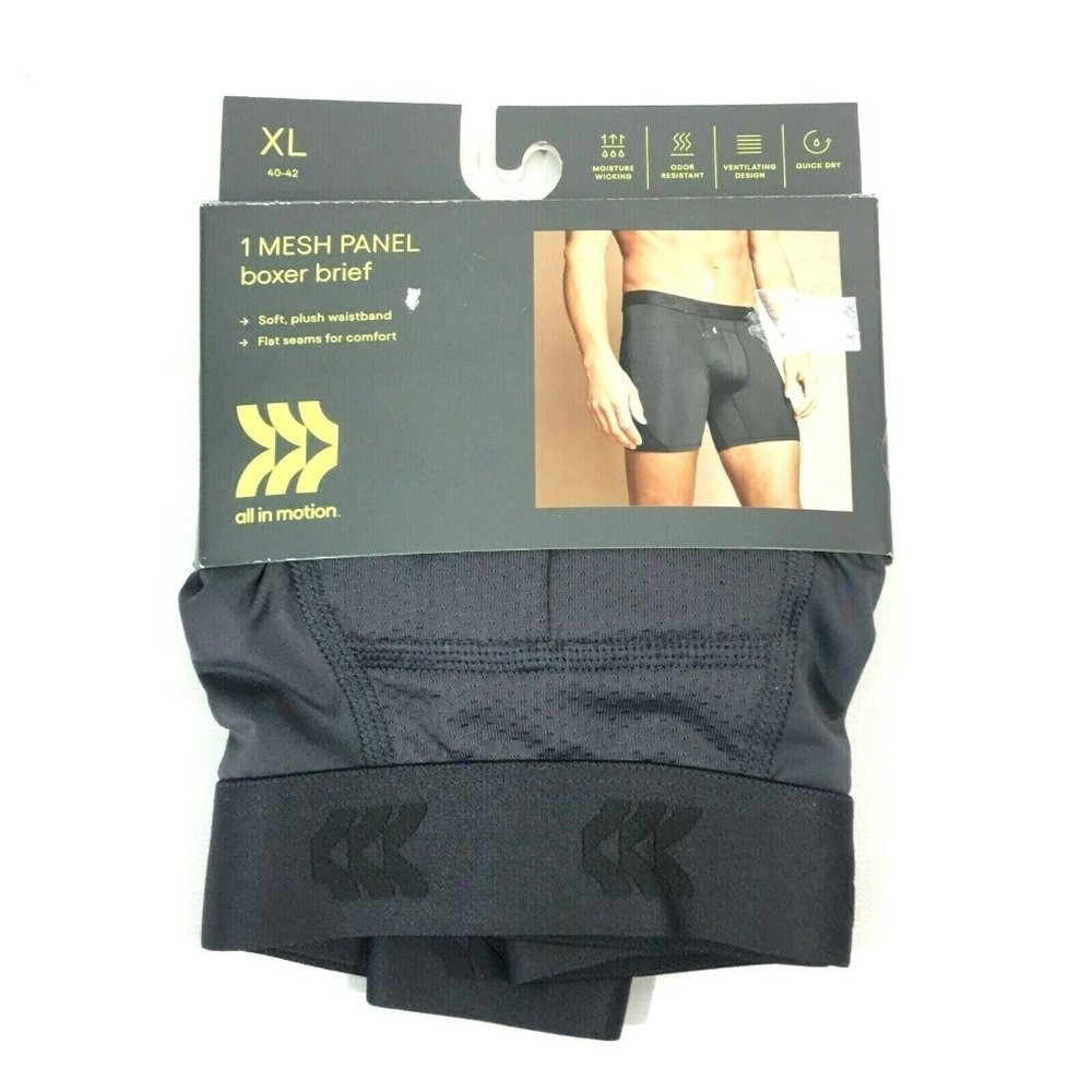 All In Motion Mens Mesh Panel Boxer Brief XL 40-42 Gray 1 Pair
